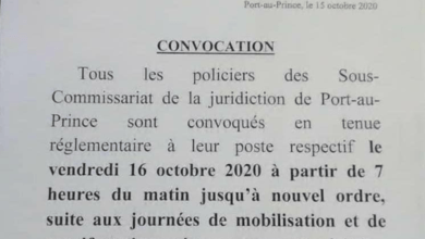 Haïti- Manifestation/ Convocation de tous les policiers des sous commissariats de la juridiction de Port-au-Prince. - manifestation 17 octobre