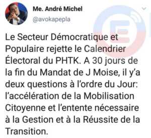 Le secteur démocratique et populaire est sur son pied de guerre face au pouvoir PHTK.  - André Michel, Jean-Charles Moïse, opposition, secteur démocratique et populaire