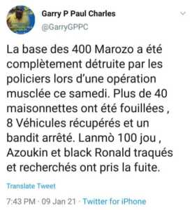 Opération policière à Croix-des-Bouquets, « lanmo san jou » chef des 400 « Mawozo » traqué. - 400 marozo, Police