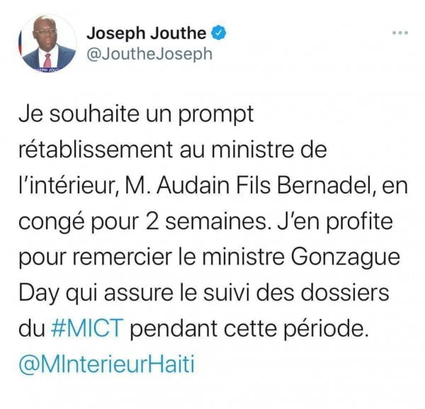 Louis Gonzague Edner Day nommé ministre de l'intérieur par intérim - Gonzague Edner Day