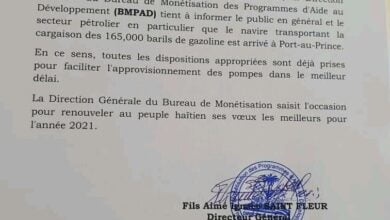 Arrivage de 165,000 barils de pétrole à Port-au-Prince, ce 2 Janvier, annonce le BMPAD - BMPAD