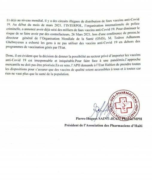 L'autorisation d'importer le vaccin anti-Covid par le secteur privé est une décision irresponsable du MSPP, selon l'APH - APH