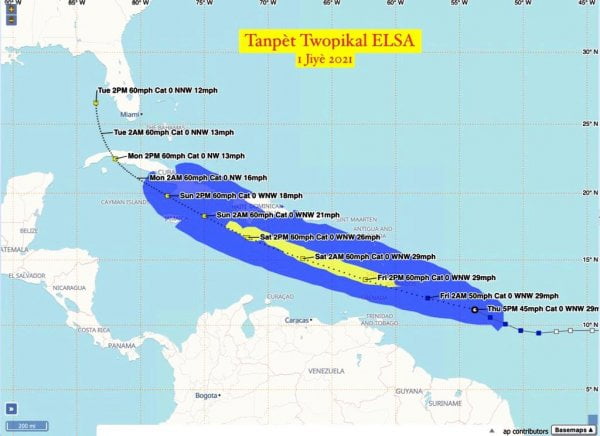 Quatre départements menacés par la tempête ELSA - ELSA, tempête tropicale