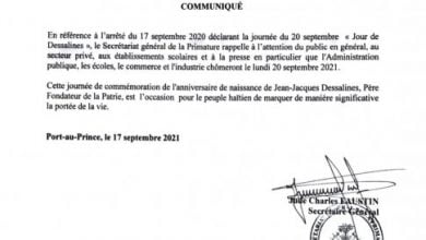 Jour de Dessalines : la journée du 20 septembre est officiellement chômée (Primature) - Jour de Dessalines