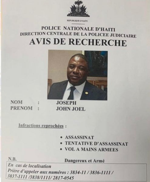 Le gouvernement jamaïcain avait disposé de 61.000 dollars américains sur la tête de John Joël Joseph - John Joël Joseph