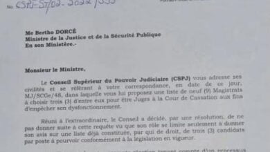 Le CSPJ recadre le Ministre de la Justice et de la Sécurité Publique Berto Dorcé - CSP