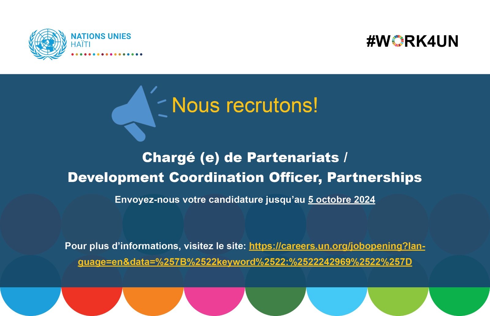 Les Nations Unies en Haïti offrent des emplois : postulez avant le 5 octobre 2024 - @UNHaïti, emploi